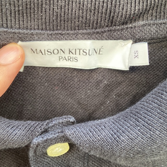 MAISON KITSUNE Blue Polo Shirt with Embroidered Fox Head 🦊 - Picture 4 of 5